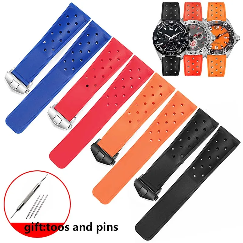 Cinturino Per Orologio Da 22Mm Per Tag Heuer Monaco F1 Caz201 Waz2113 Caz1010 Carrera Formula Cinturino Da Uomo Cinturino Sportivo In Gomma Siliconica
