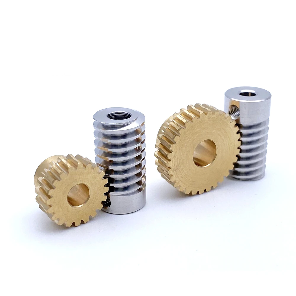 0.8M Precision Turbine Worm Gear Set 1:20/30/40/50/60 Teeth Stainless Steel Worm Copper Gear Accessories transmission gear
