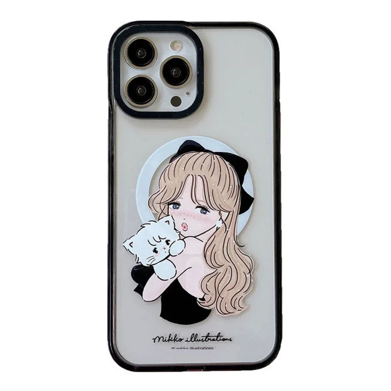 

MagSafe Acrylic Girl Bear Phone Case Cover for IPhone 11 12 13 14 15 Pro Max Case for IPhone 15 Pro Max
