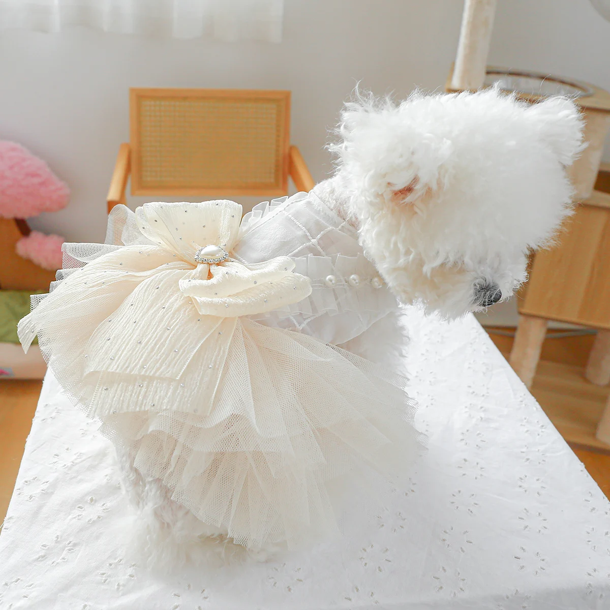 1PC Pet Thin White Wedding Princess Dress 5