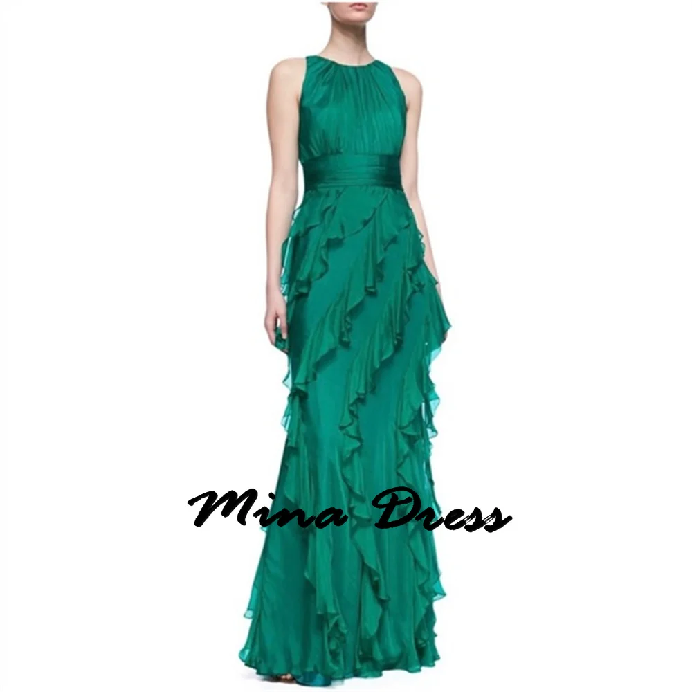 green emerald velvet dress Mac Duggal - Green Short Sleeve Micro Ruffle Midi Dress main image 1