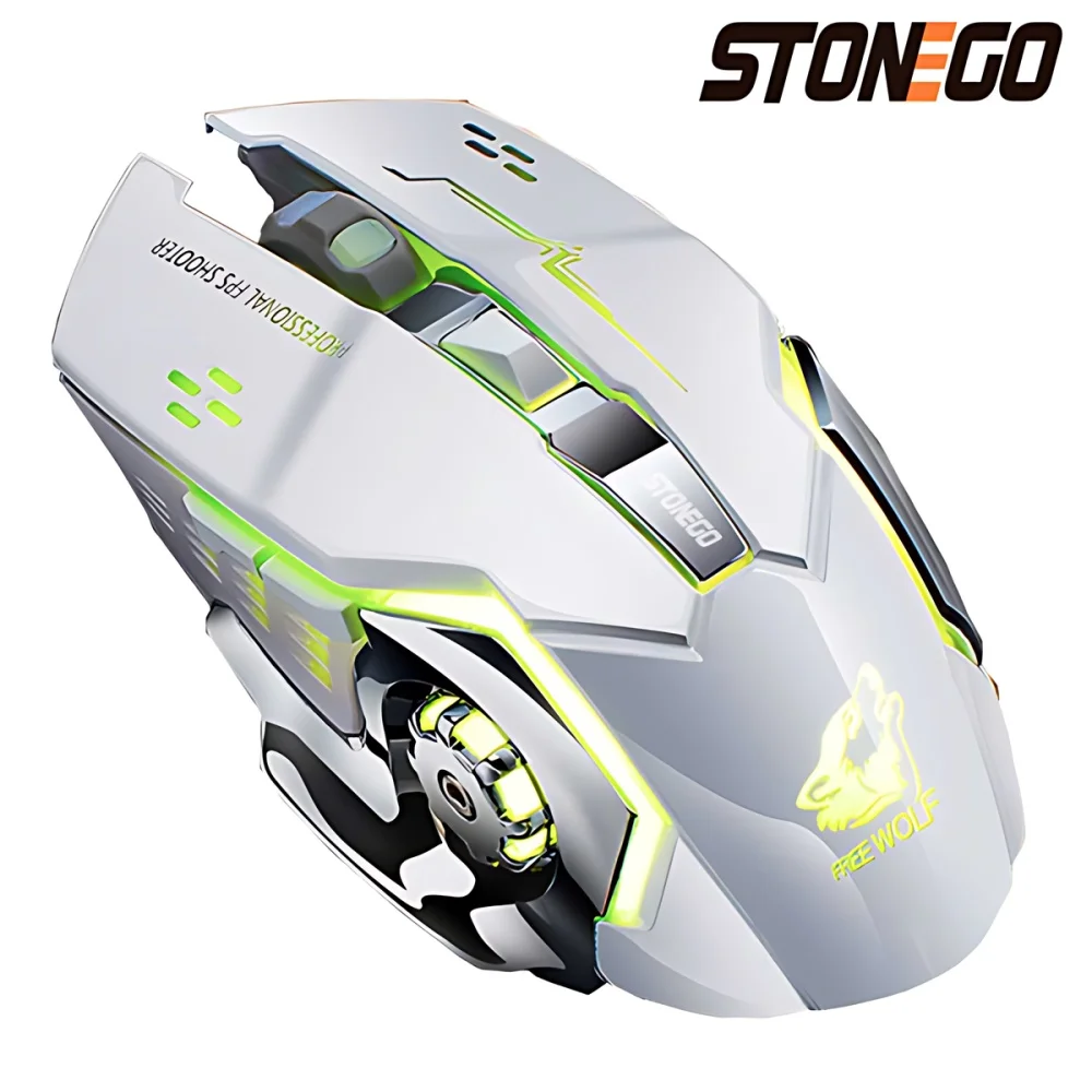 Stonego-mouse Bluetooth sem Fio com Receptor 2.4g Usb Led Colorido Óptico Silencioso Ergonômico Computador Jogo