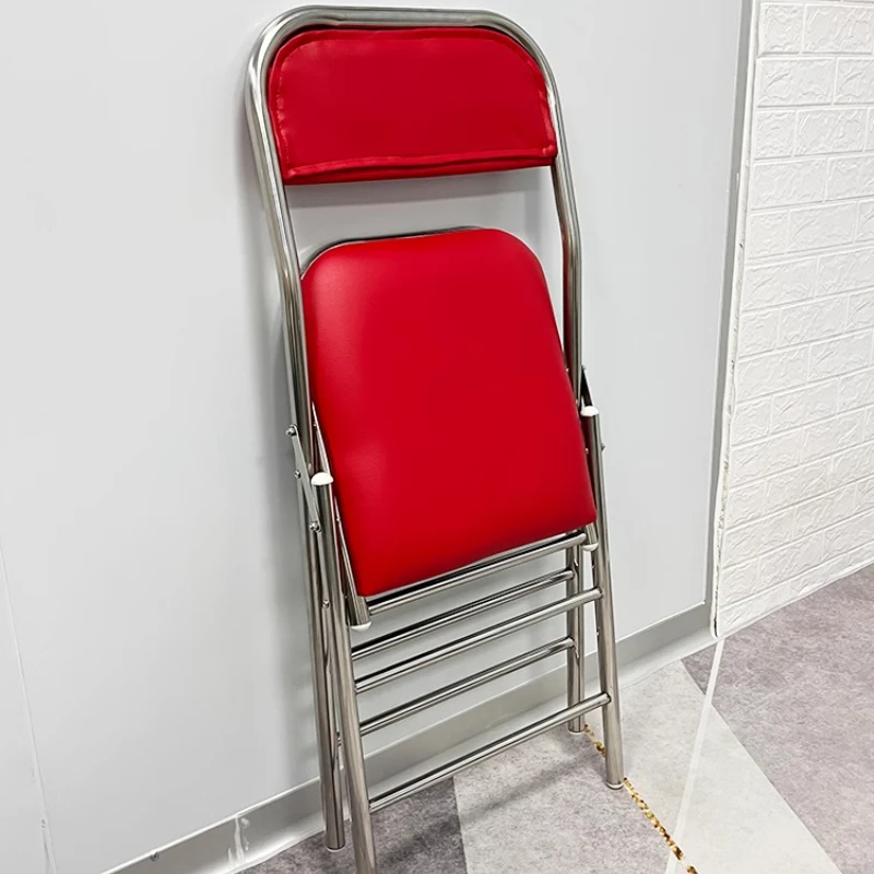 304 Stainless Steel Dining Chair Outdoor Heavy-Duty Folding Chair Industrial Backrest Seat Cafe Style Modern Furniture for Home