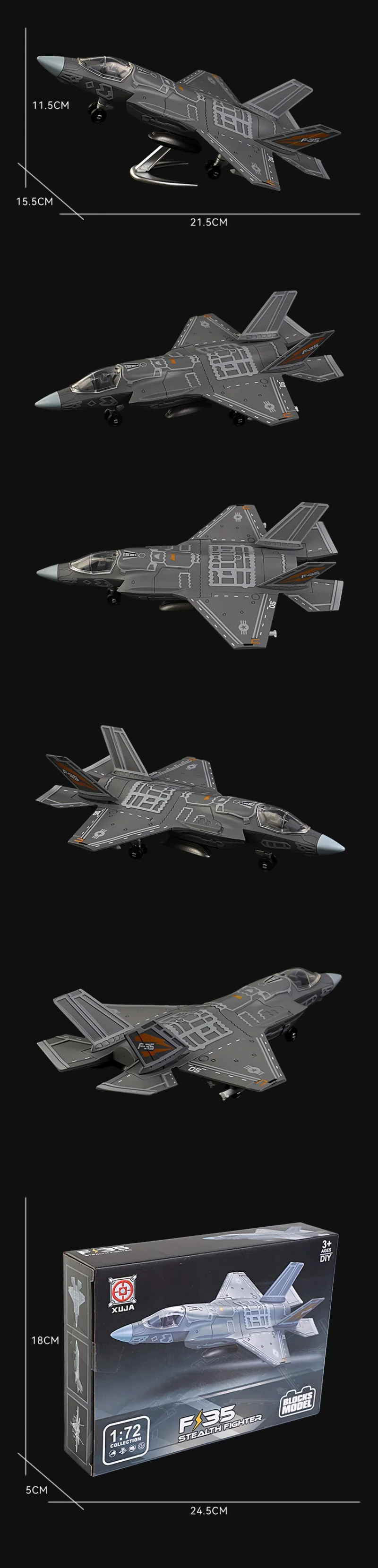 1/72 Amerika F-35 Stealth Fighter Lightning II Modell Kreative Militärserie Bausteine Zusammengebautes Spielzeug für Weihnachtsgeschenke – Detail 7