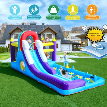 Inflatable Water Slide Bounce House w/ Splash Pool 1