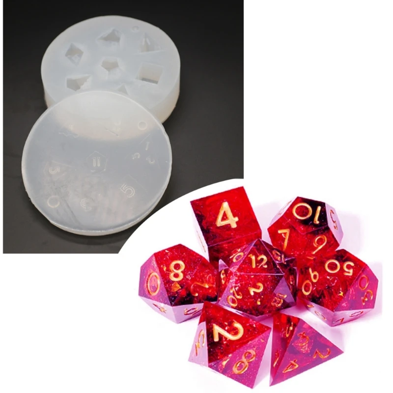 7 Dices Square Dices Mold Numbers Game Silicone Mold Transparent Digital Dices Game Home Craft Tools