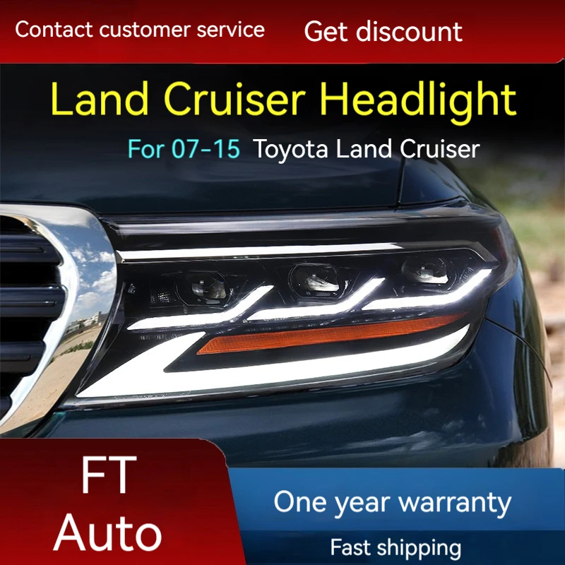 

Car lights For 07-15 Toyota Land Cruiser headlight assembly land patrol modified LED lens daytime running light steering