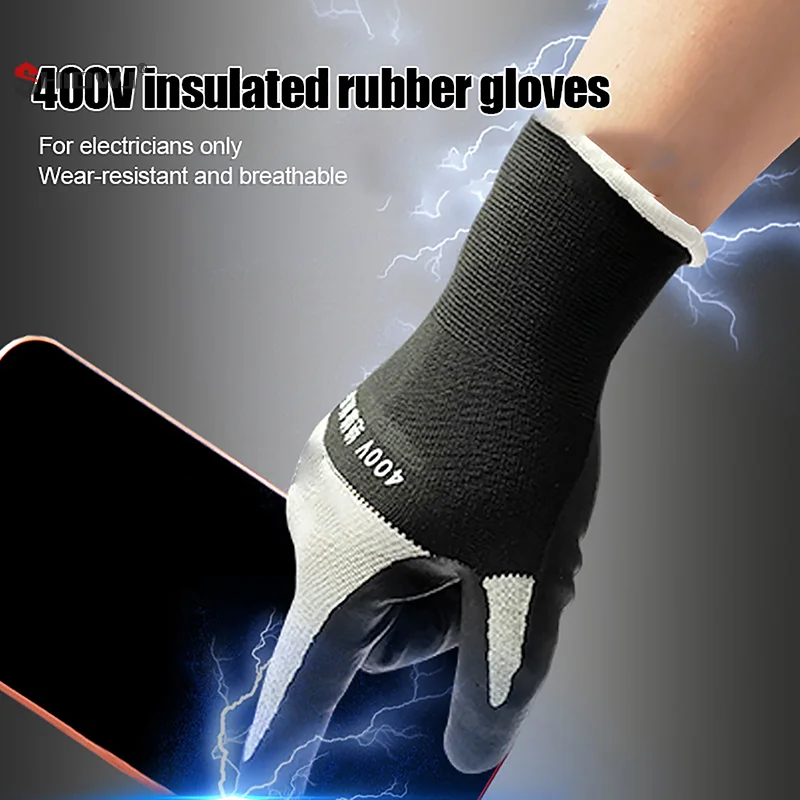 1Pair Electrician Insulating Gloves Withstanding Voltage 400V Rubber Touch Screen Insulation Glove Industrial Tool