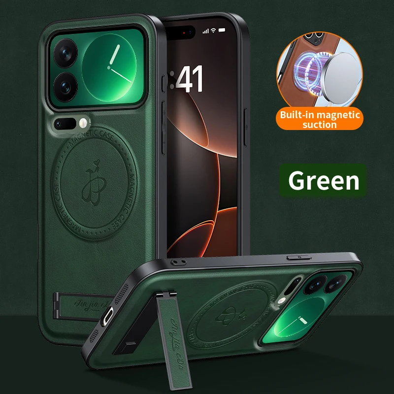 Magnetic Leather Stand Case with Camera Protection and Holder Cover