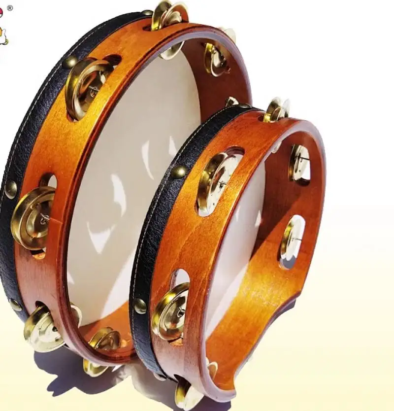 

8/10 Inch Cow Leather Tambourine Orff Stage Performance Jingle Bell Tambourine Band Percussion Musical Instrument