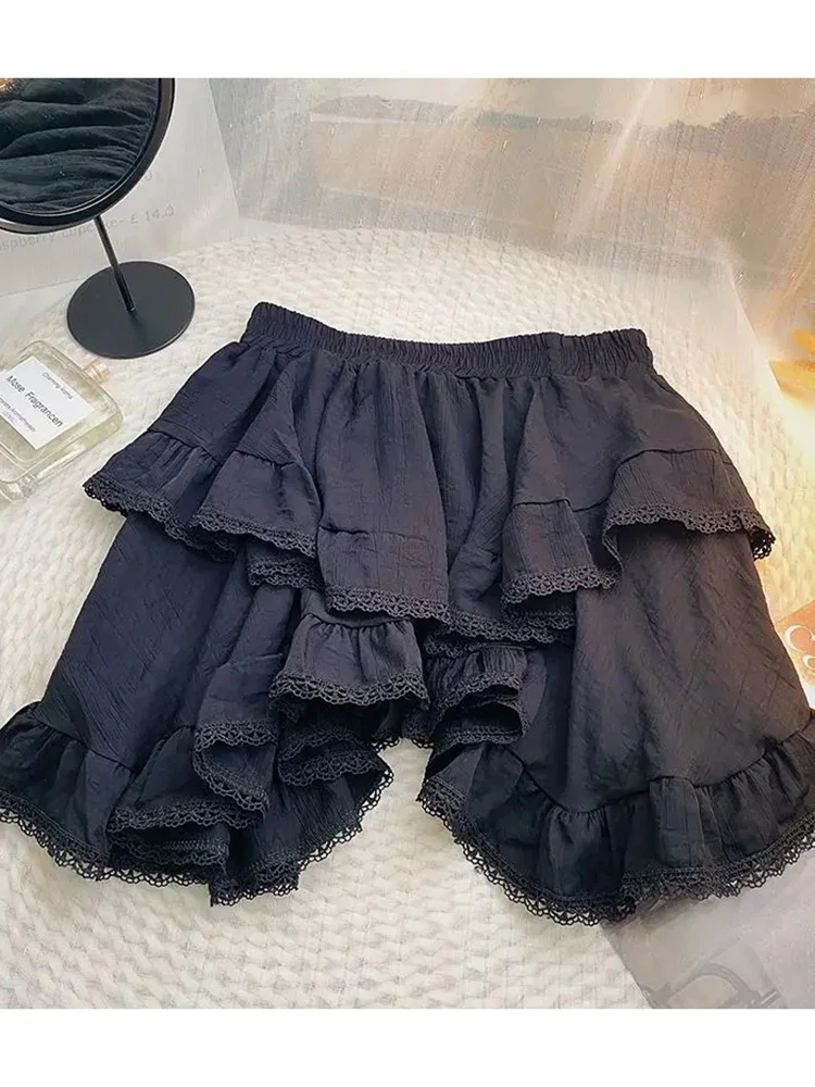 

Новая японская модная уличная одежда Y2k, женская короткая юбка с оборками, Женская однотонная Асимметричная мини-юбка с эластичным поясом