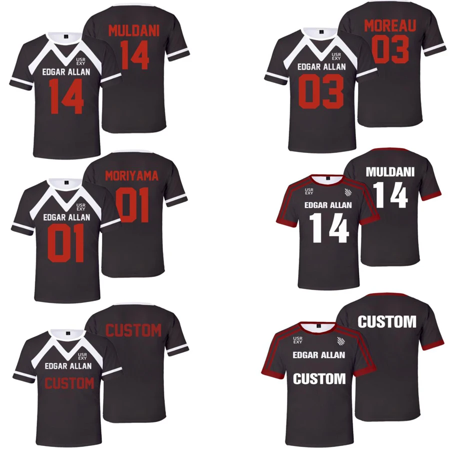 2022 3D The Foxhole Court Edgar Allan Ravens Lacrosse Jersey Moreau Crest Moriyama Cosplay Maglietta Manica Corta Donna Uomo Top