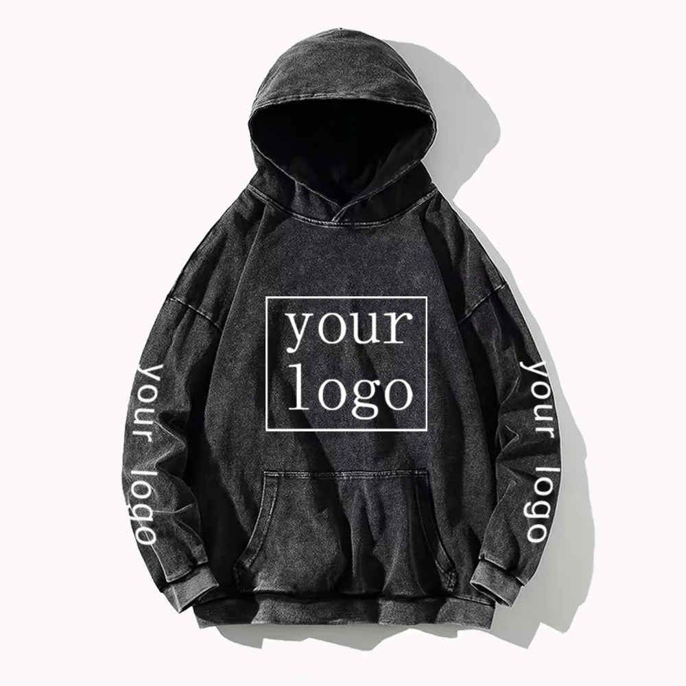 

Custom Print Diy Design Text Logo Picture Hoodies Cotton Vintage Washed Hoodie Customize Personalized Drop Shipping Sweatshirts