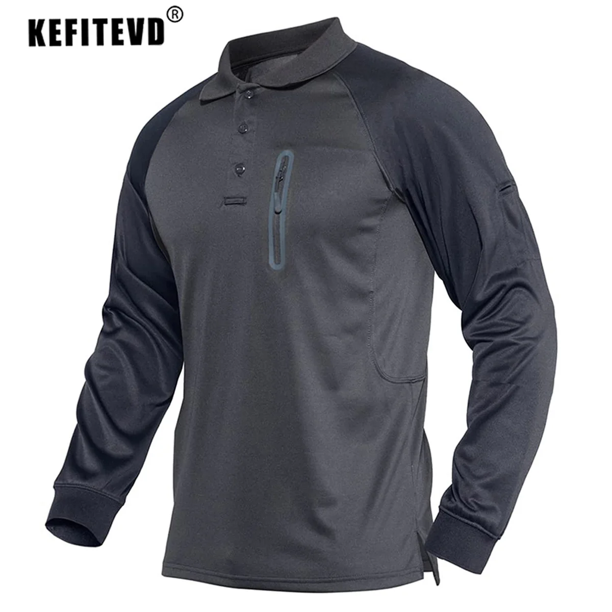 Sport T Shirt Long Sleeve T Shirt Men Chest Pocket Long Sleeve T Shirt Quick Dry Outdoor