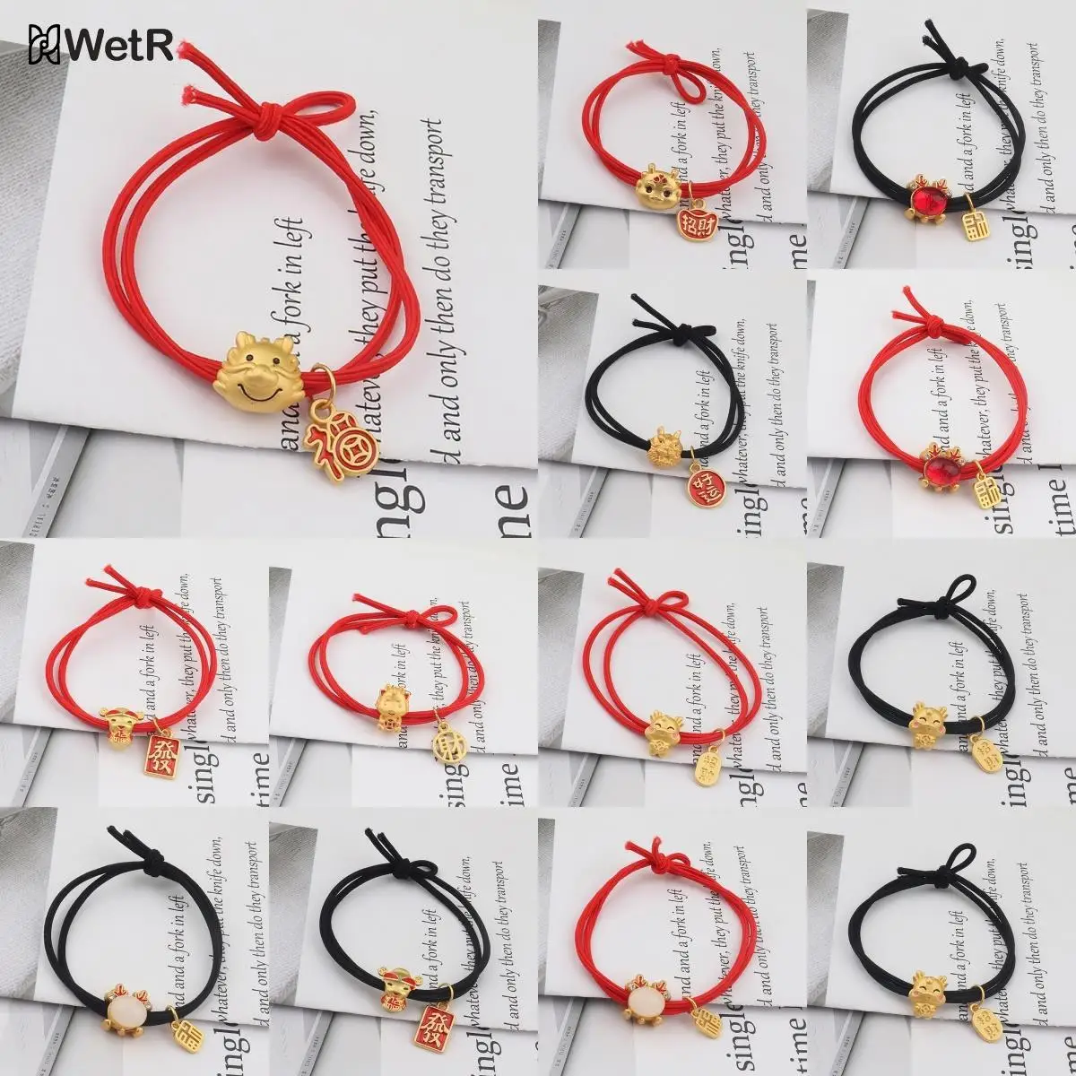 Braccialetto In Corda Per Capelli Con Drago Zodiacale In Stile Cinese 2024 Dragon Year Lucky Hair Bands Bracciale In Corda Rossa Natale Regalo Vicino 