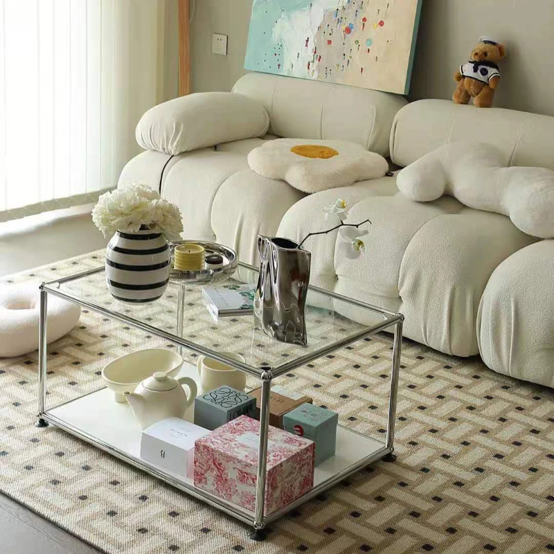 

The wind is minimalist and light luxury, tempered glass, coffee table, table, modern small apartment