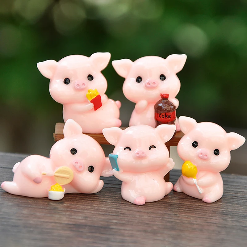

Mini Cute Pig Figurine Animal Model With Cola Micro Landscape Home Decor Miniature Fairy Garden Decoration Accessories