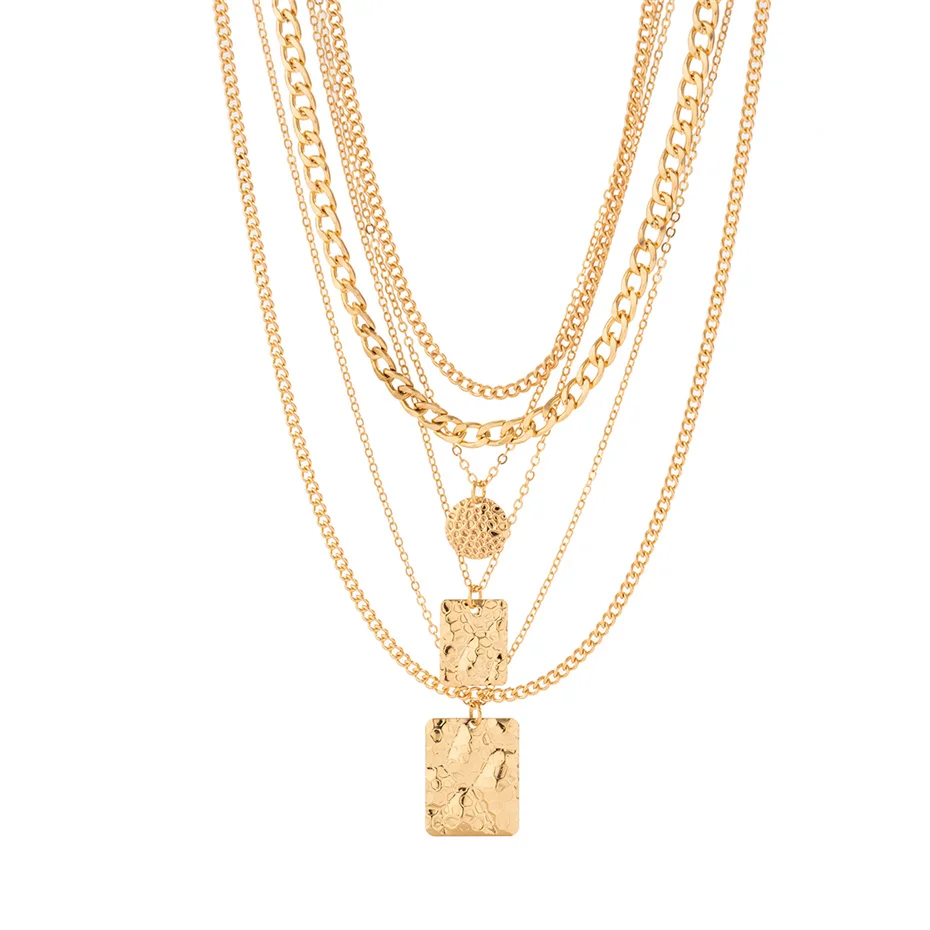 6 teile/satz Vintage quadratische Tag Münze Anhänger Choker Halskette für Frauen Punk Metall Gold Farbe Link Choker Y2k Schmuck Steampunk 2023 – Detail 12