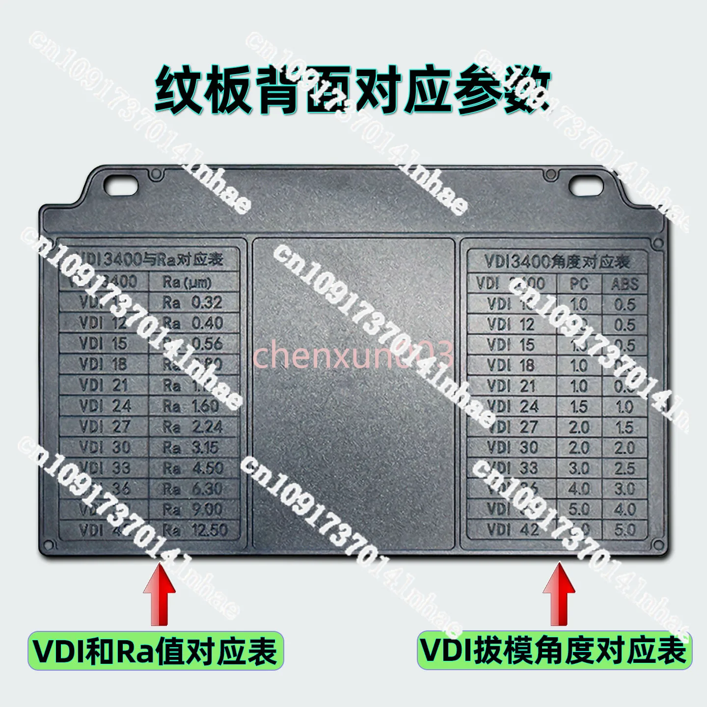 VDI3400 가죽 패턴 표면 거칠기 비교 샘플 마감 비교 샘플