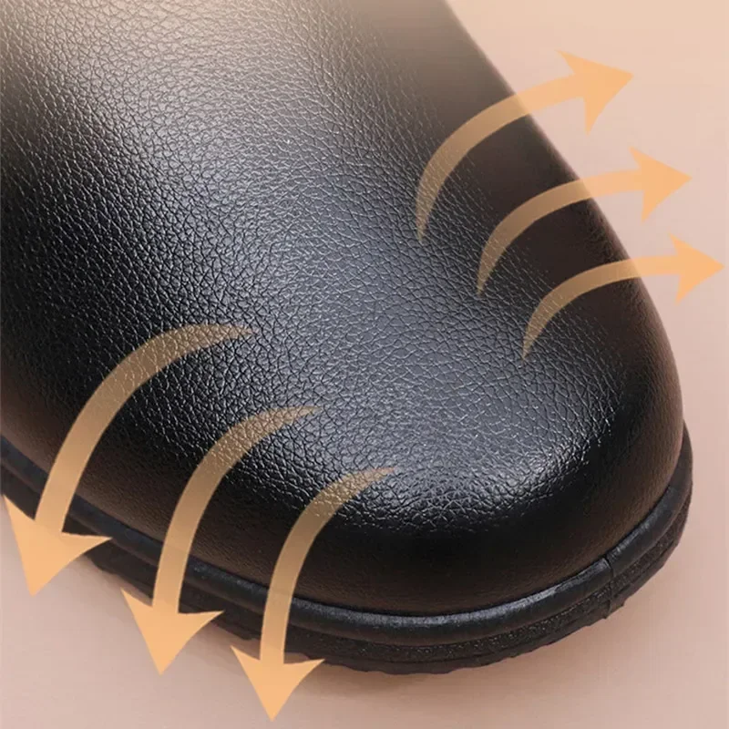 Winter Shoes Women Ankle Boots with Metal Thickened Women's Cotton Shoes Zipper Plush Warm Leather Snow Boots Mother Shoes