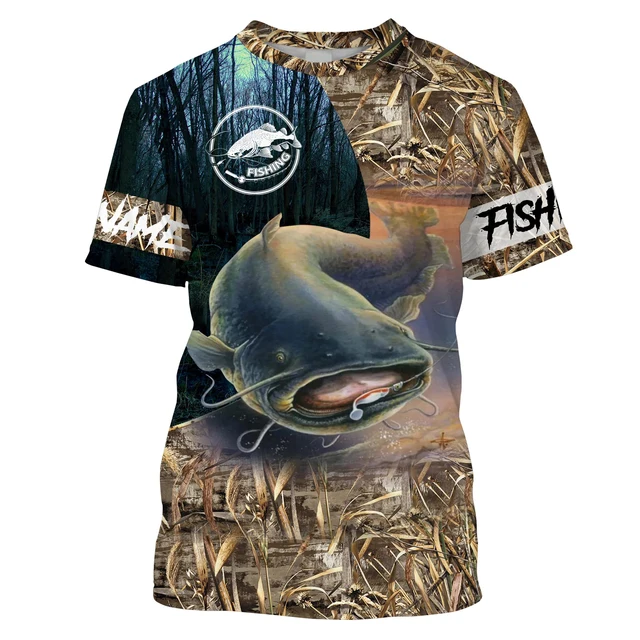 Catfish Fishing Camo Customize Name 3D Printed Mens t shirt Cool Summer  Casual style Unisex T-shirt gift for fisherman TX274 - AliExpress