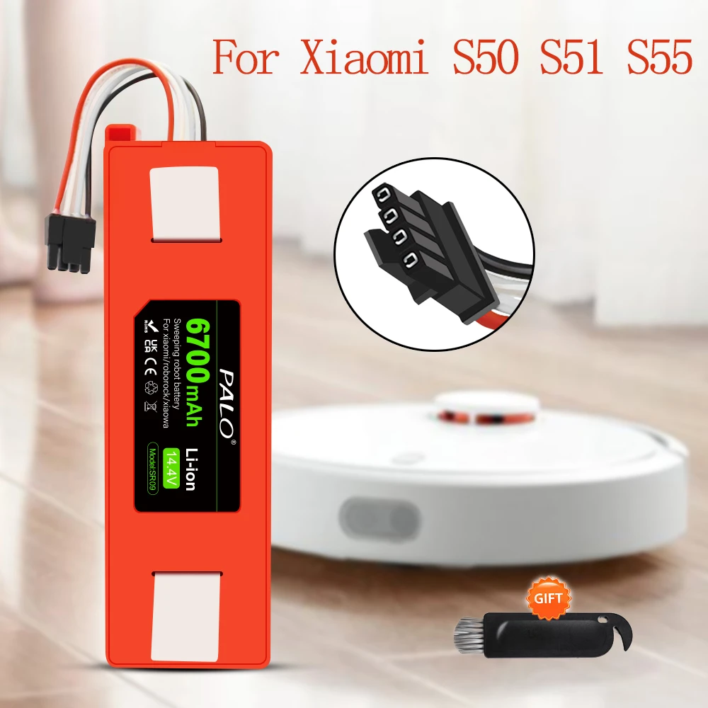 14.4V 6700mAh Robotic Vacuum Cleaner Replacement Battery For Xiaomi  Roborock S55 S60 S65 S50 S51 S5 MAX S6 Parts BRR 2P4S 5200S| | - AliExpress