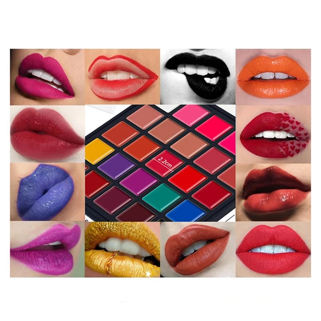 DE'LANCI Lipstick Palette, 18 Color Lip Palette, Soft Moisturizing Long  Lasting Smudge Proof Matte Lipstick Set, Red Black White Silver Metallic