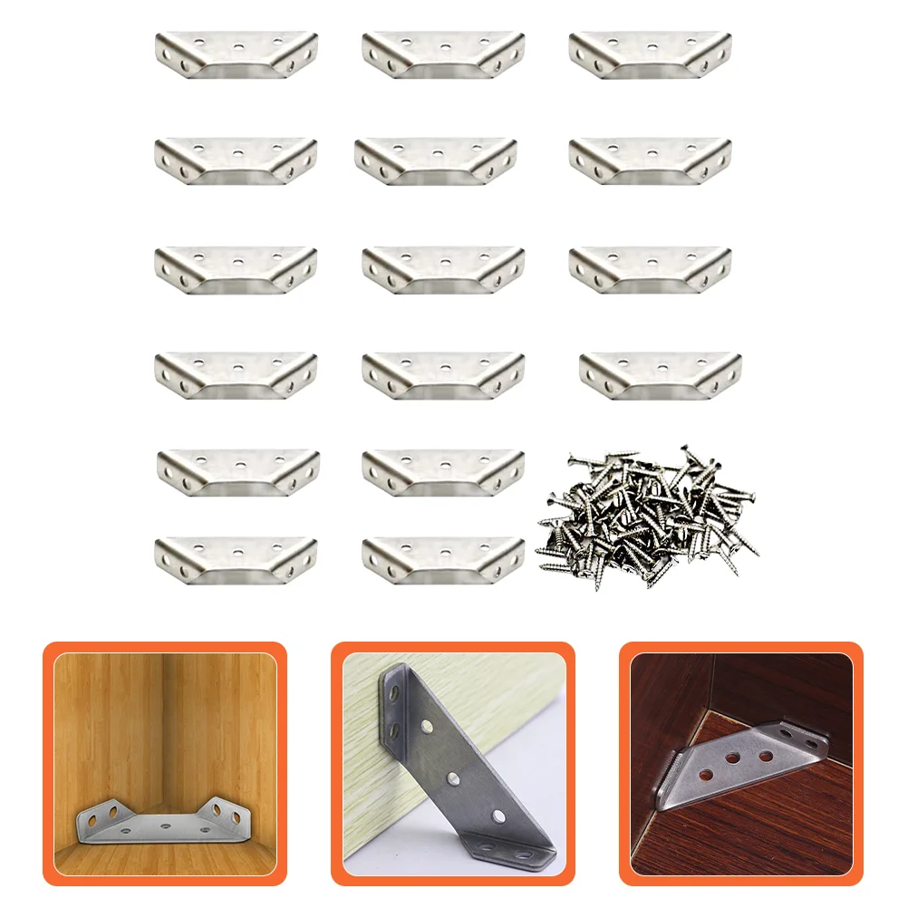 

16 Sets Stainless Steel Triangle Corner Brace Corner Brackets Multifunction Angle Brackets