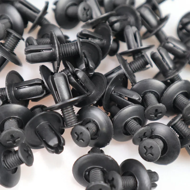 Car 8mm Plastic Rivets Fastener Clips - Push Type Black Trim Panel Retainer for Door & Dashboard, Fit Toyota Audi & More
