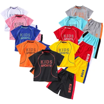 Children Summer Short Sleeve Football Basketball Suit Clothing Set Boy Girl Jersey Quick Drying Breathable Kids Sports Wear 1