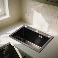 Évier de cuisine en acier inoxydable 304, 50cm x 40cm, adapté au balcon, Bar, lavabo de nettoyage à réservoir unique 6