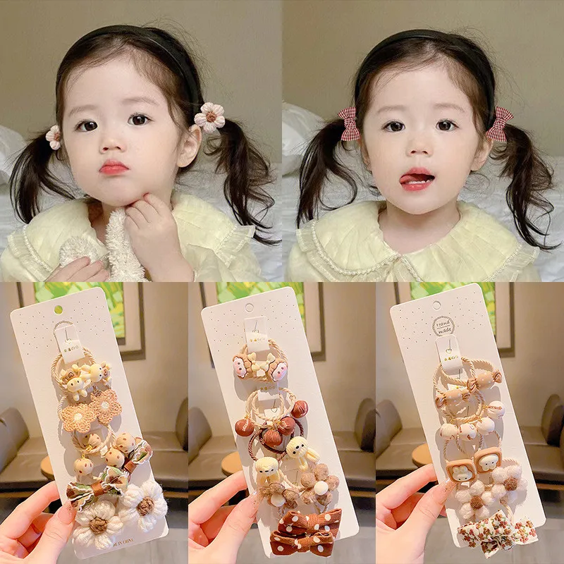 

10PCS Mini Baby Hair Band Cute Cartoon Milk Tea Series Bow Hair Band for Toddler Baby Girl Korean Fashion Hair Accessories Girl