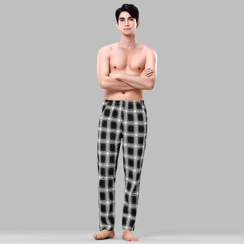 Good-Looking Spring and Autumn Pajama Pants for Men, Stylish Spring Loungewear, Casual Long Pants for Autumn, Loose-Fitting Plus-Size Air-Conditioning Pants 4