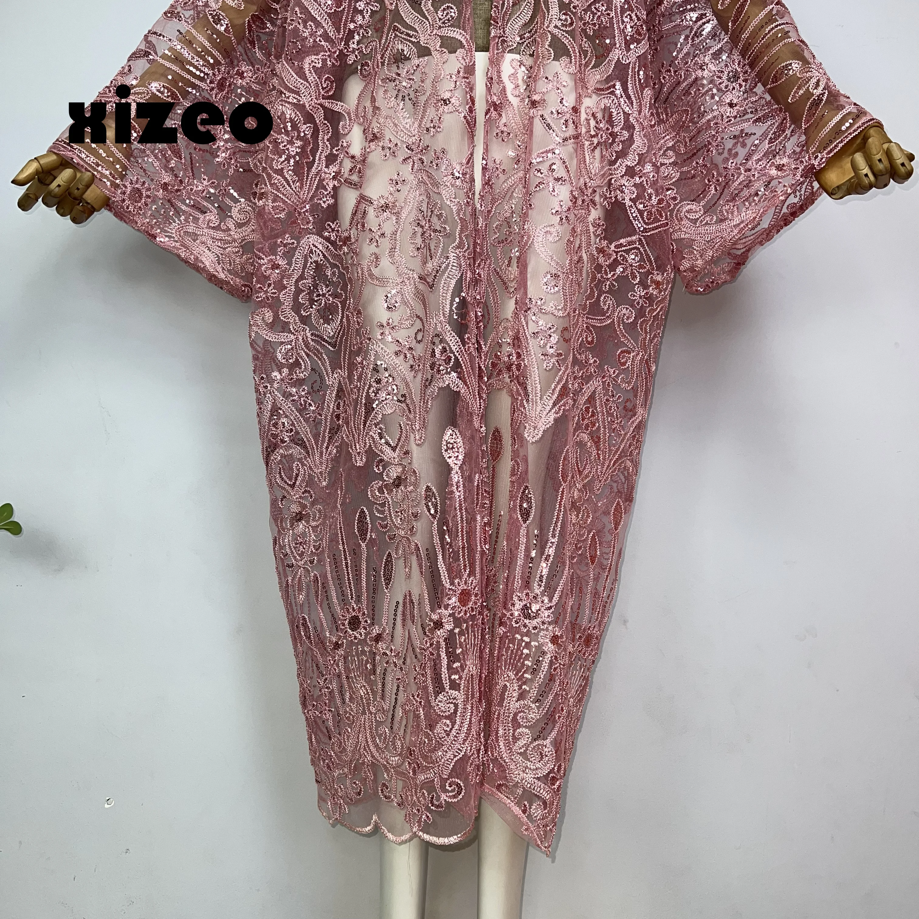 XIZEO Summer Women Cardigan stitch Cocktail sexcy Boho Maxi African Holiday long Sleeve cottonfeeling Robe kimono kaftan