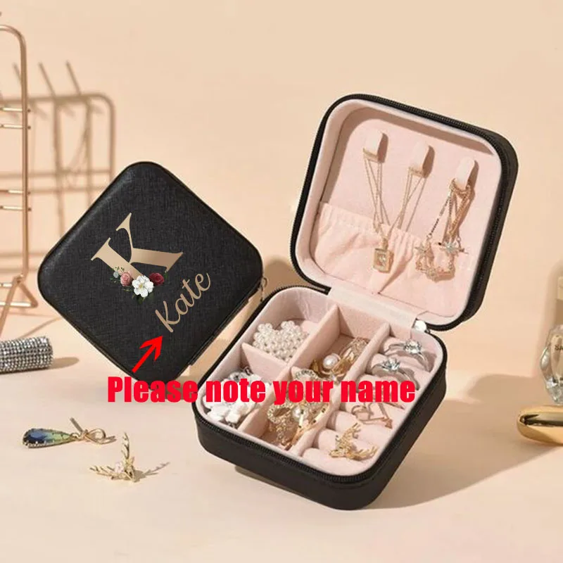 

Custom Name Jewelry Case Anniversary Bride Bridesmaid Girlfriend Bachelorette Party Gift Personalized Travel Jewellery Box