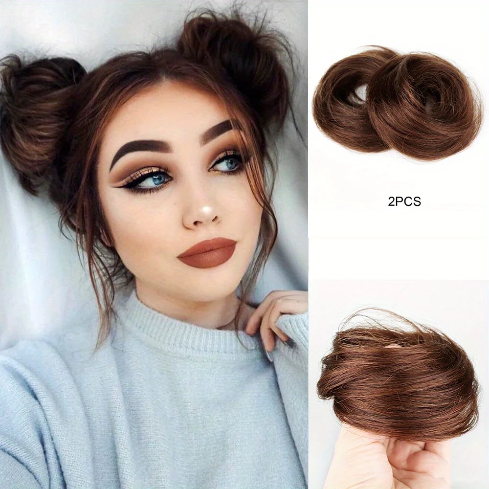 YYong Upgrade Your Look Instantly with 100% Brazilian Human Hair Bun Extensions-Soft & Comfortable to Wear!