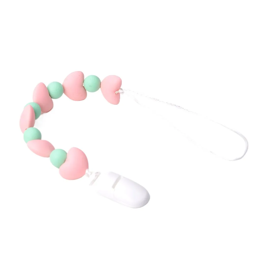 Silicone Beads Pacifier Clip Baby Dummy Holder Leash, Teething Pacifier Chain