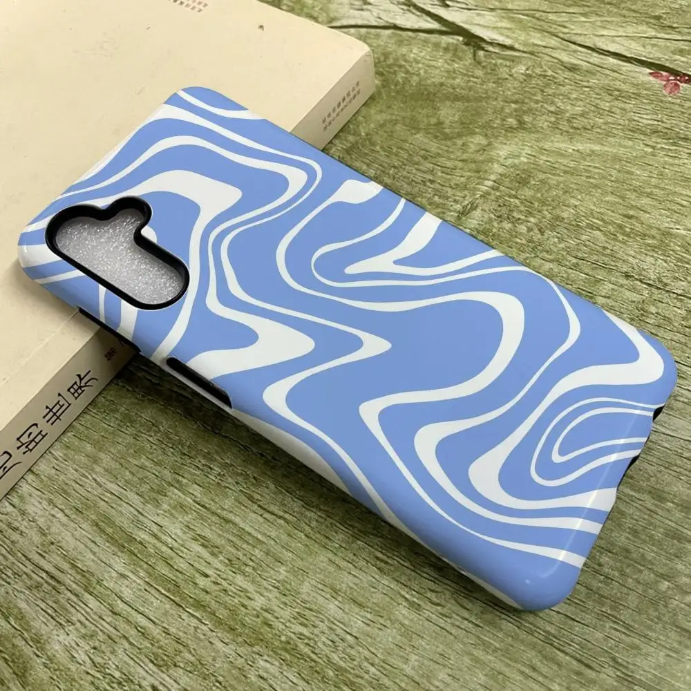 Luxury Double-Layer Phone Case with Abstract Blue Design
