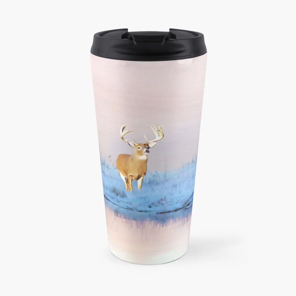 

Deer at Winter Pond Travel Coffee Mug Coffee Travel Mug Coffee To Go