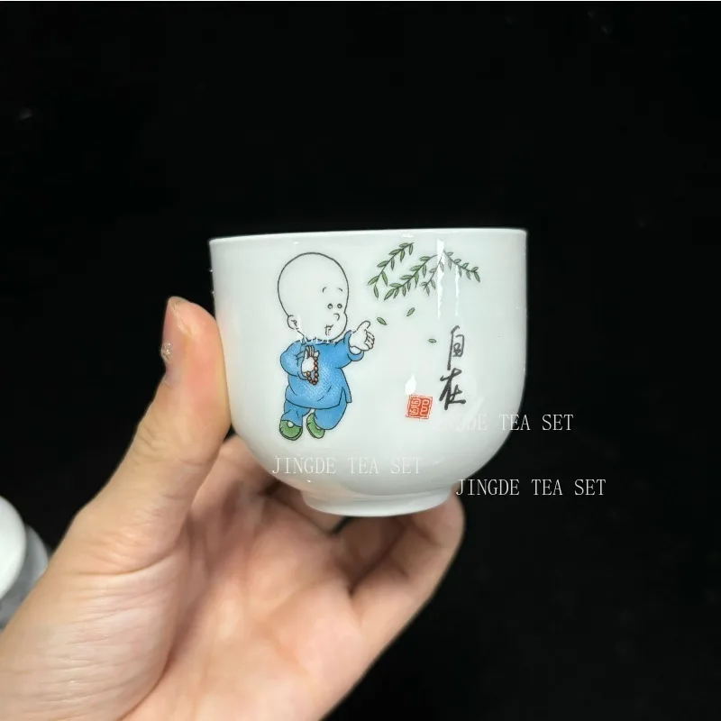 6pcs Chinese Ceramic tea cup set White Porcelain Pu'er Master cup Boutique Tea Bowl Household Drinkware Tea set Accessories