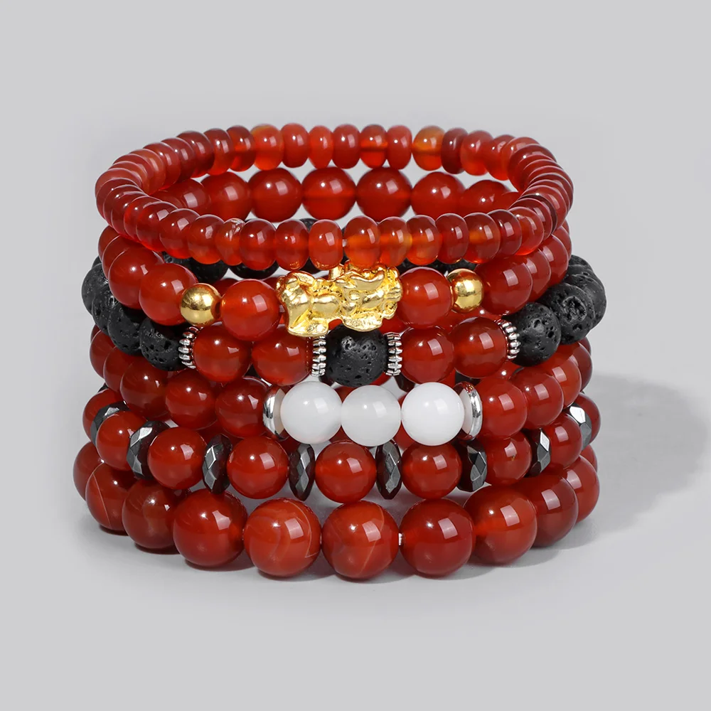 QualityNaturalStoneBraceletsAgatesRawRedCarnelianStoneBeaded