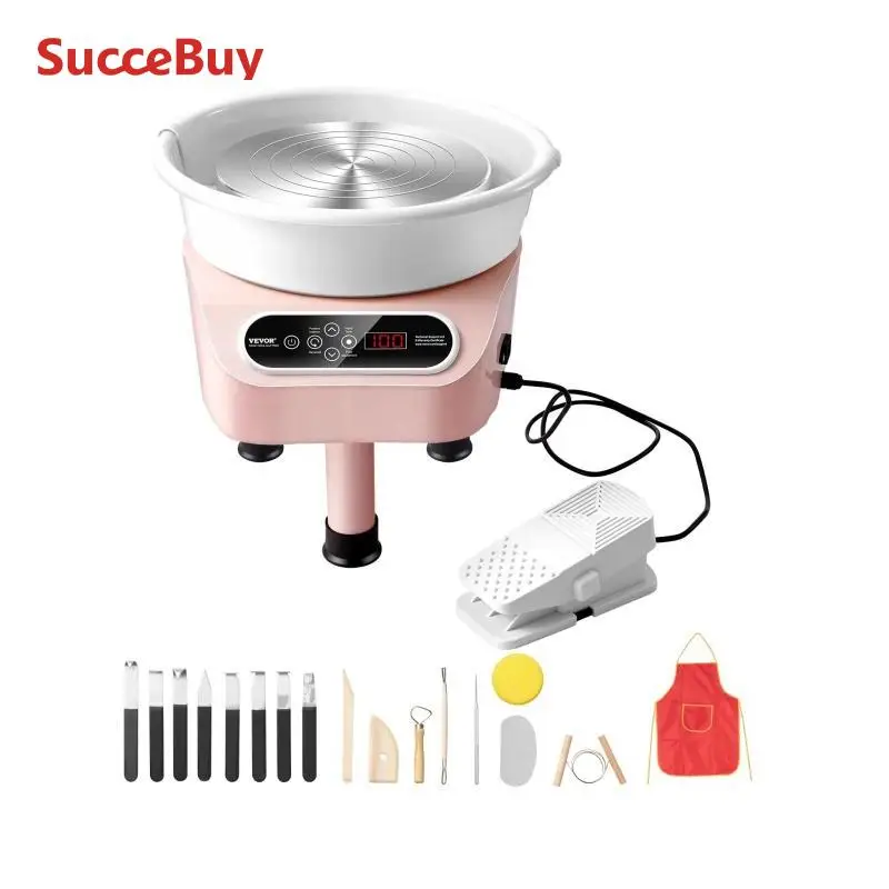 SucceBuy Pottery Wheel 11inch Pottery Forming Machine Direct Drive Ceramic Wheel 450W Electric Foot Pedal