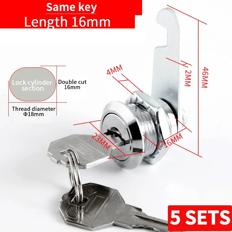Mailbox Cabinet Tubular Cam Lock | Keyed Alike 12mm Thread | Silver Metal Camlock With Keys