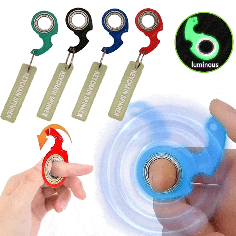 Rotate Fidget Spinner Keychain Metal Idget Toy Kid Stress Relief Spinner Keyring Fidget Ring Relieve Anxiety Boredom Party Gift