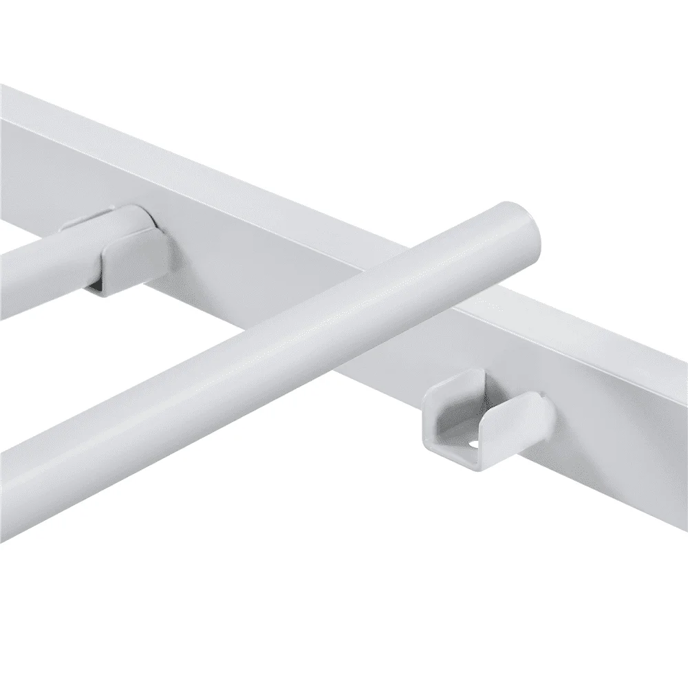 Metal Platform Bed with Arrow Design, Queen, White