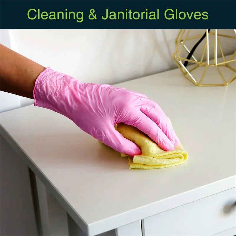 Disposable Pink Nitrile Gloves Latex Free WaterProof Anti Static Durable Versatile Working Gloves Kitchen Cooking Tools