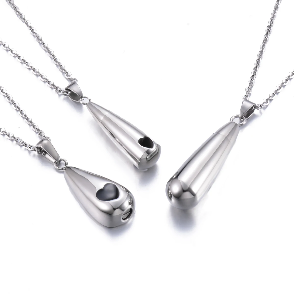 1pc Tear Drop Keepsake Ashes Urn Pendant Memorial Heart Necklace with Screw Open and Close Cremation Jewelry 2