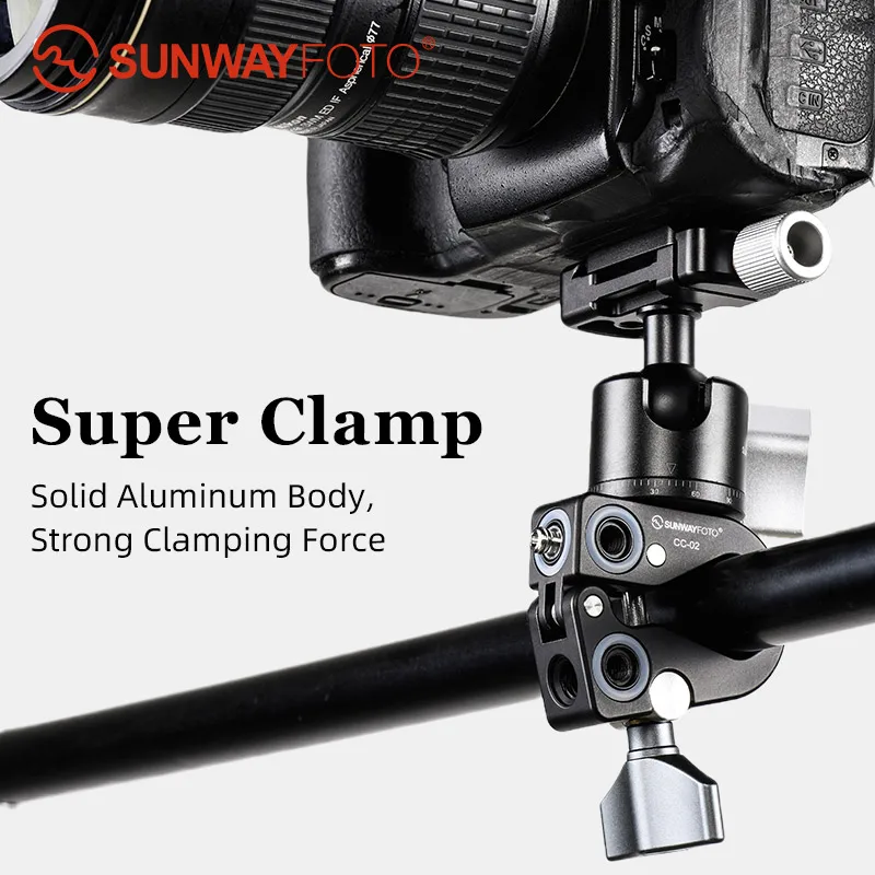 Sunwayfoto Cc02 Super Clamp With Qr Plate For Phone,dji Osmo ，gopro