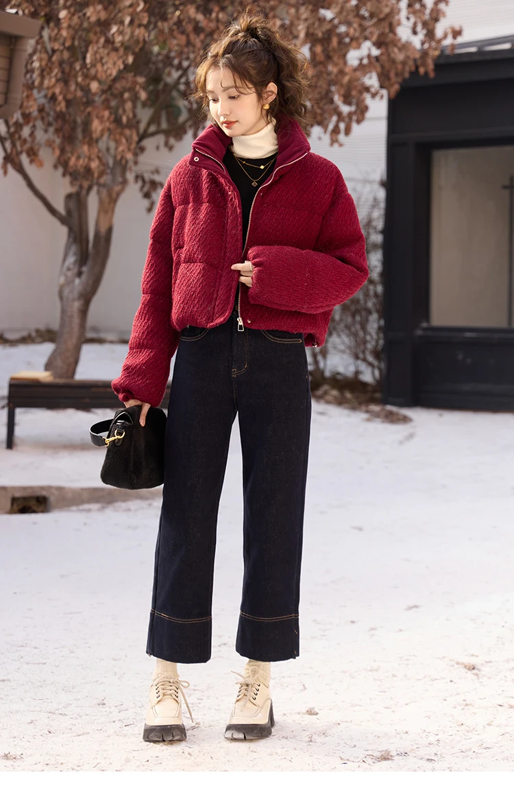 MISHOW Red Down Jacket Women Autumn Winter Korean Cropped