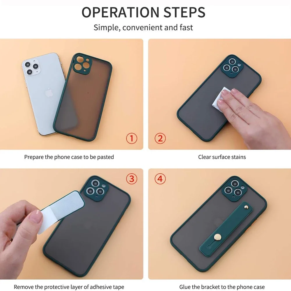 Stand Push Pull Universal Hand Band Wrist Band Finger Grip Mobile Phone Holder Plain Color Phone Socket Holder for iPhone Xiaomi